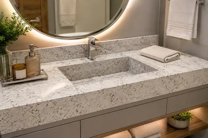 Pias de Banheiro em Granito Branco Itaúnas