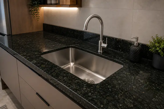 Pias de Cozinha em Granito Verde Ubatuba